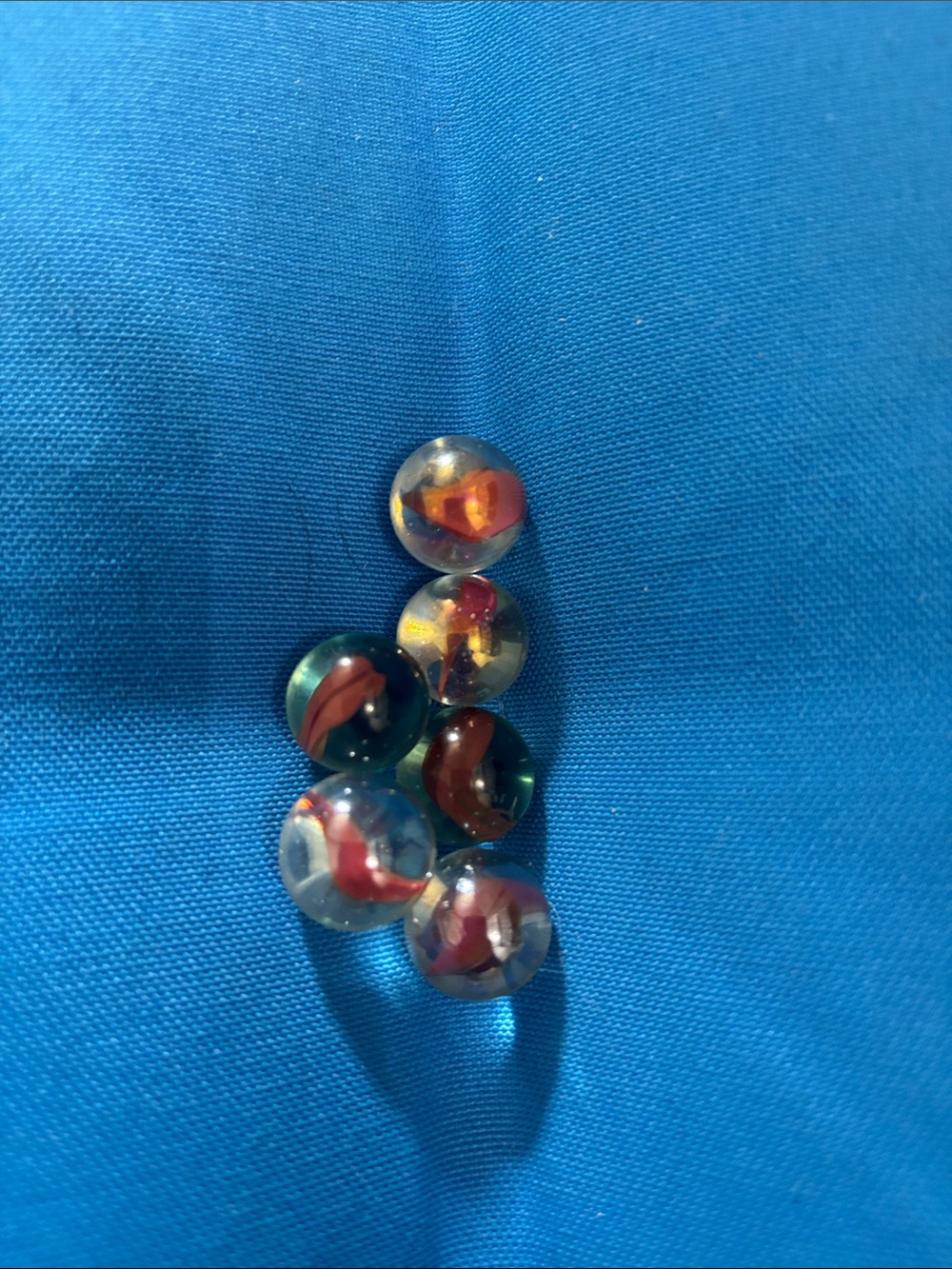 Marbles See Through Red Swirls Inside Marbles NWOTS 6 In Total